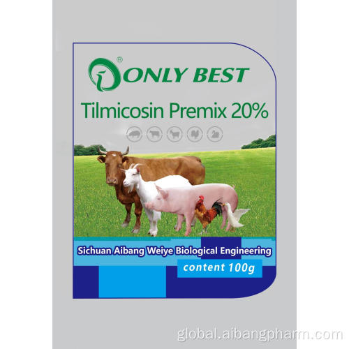 Feed Grade Poultry Feed Veterinary Cattle Feed Additives Tilmicosin Premix 20% Manufactory